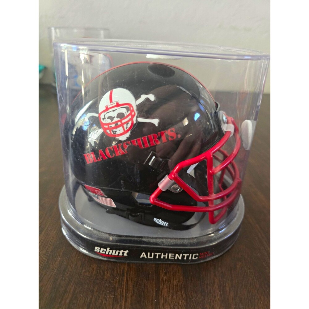 Schutt Nebraska Huskers Blackshirts Mini Football Helmet Black Red Facemask